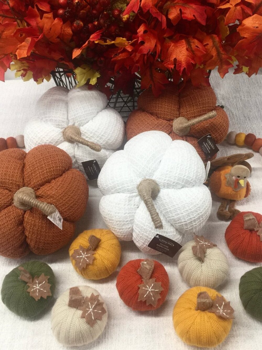 Fall Harvest Thanksgiving Halloween Decor fabric pumpkins lot bundle